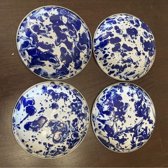 Vintage Logo Golden Rabbit Fine Enamelware Dip Bowls 4.5”x1” Tasting Set of 4 - Picture 4 of 9